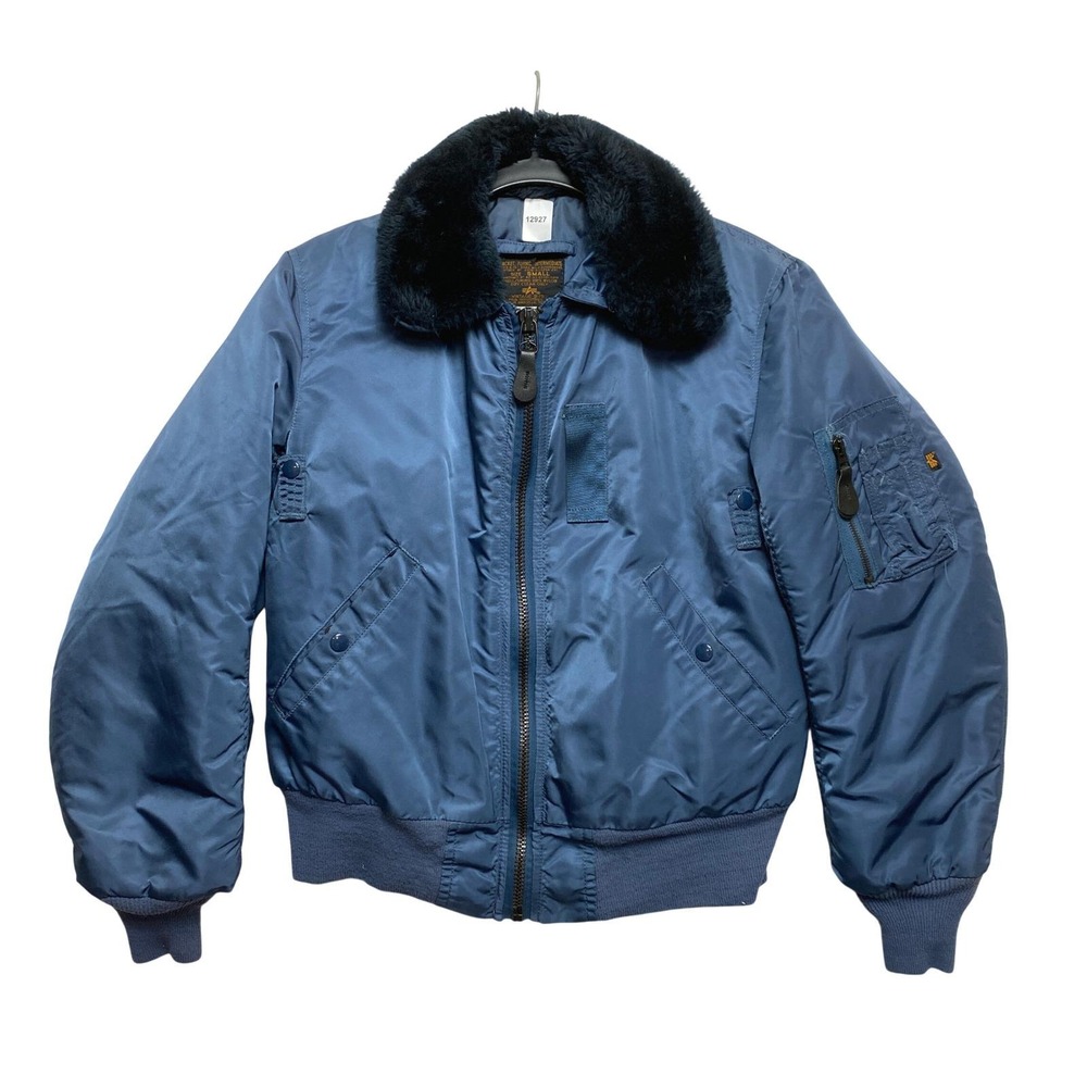 Alpha Industries Jacket Mens Small Blue B-15D Flying Intermediate Bomber